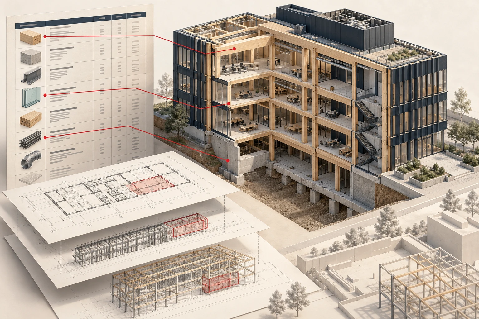 Coordinated preconstruction decisions — conceptual architectural illustration